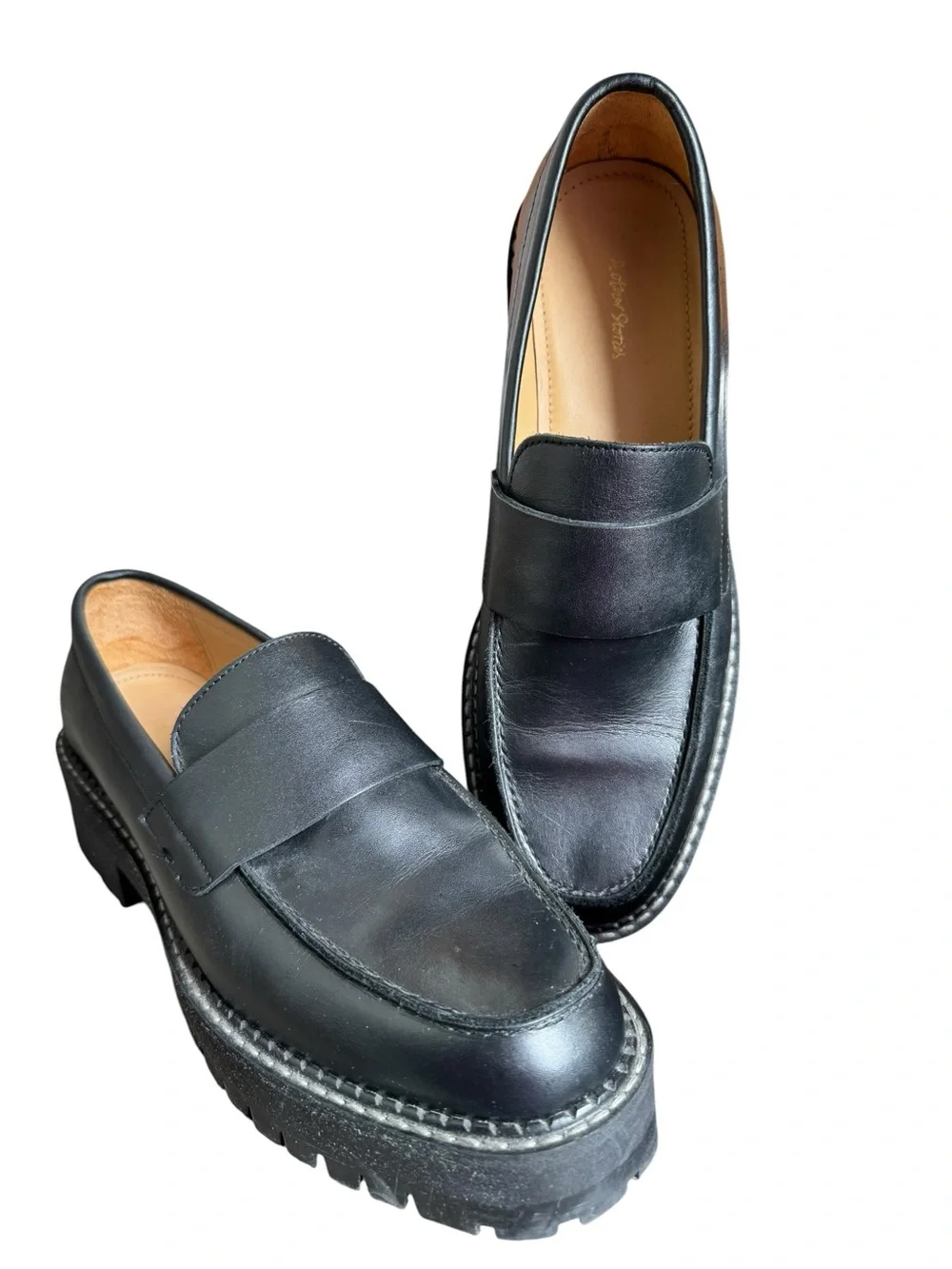 & Other Stories Black Leather chunky lug loafer size 40 EU